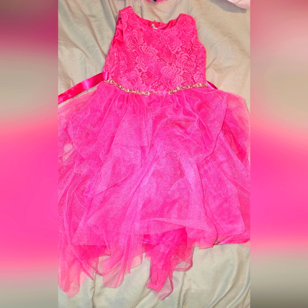 Girls Size 5 Rare Editions Rare Formal Party Dress Hot Pink RGUC tutu